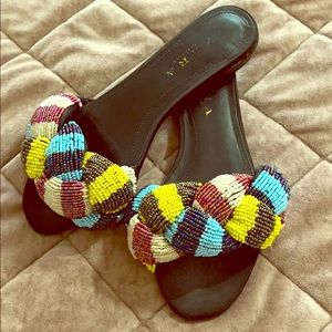 Zara Beaded Flat Sandal Slide